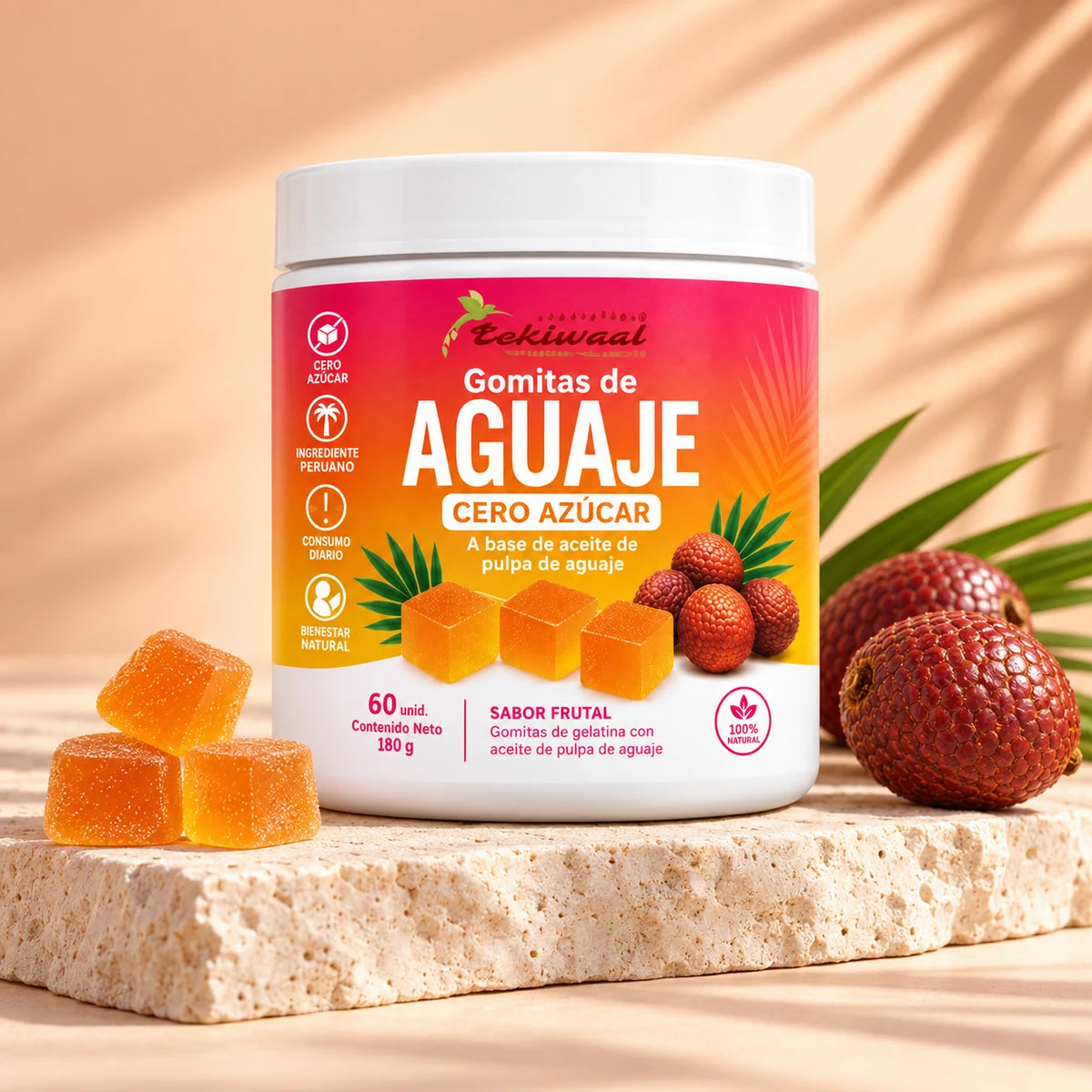 Gomitas de Aguaje — fotografía de estudio